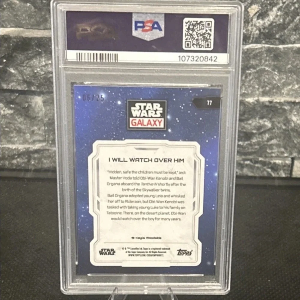 PSA 9 Star Wars Galaxy 2024 “I Will‎ Watch Over Him' #77 Orange refractor POP 1